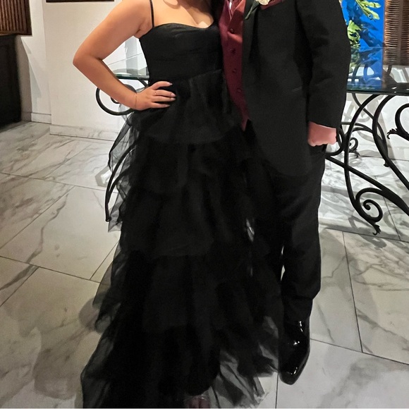 Lulus Black Tiered Evening Dress - Picture 3 of 3